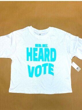 Nordstrom White Tee with Blue Graphic Be Heard VOTE Medium